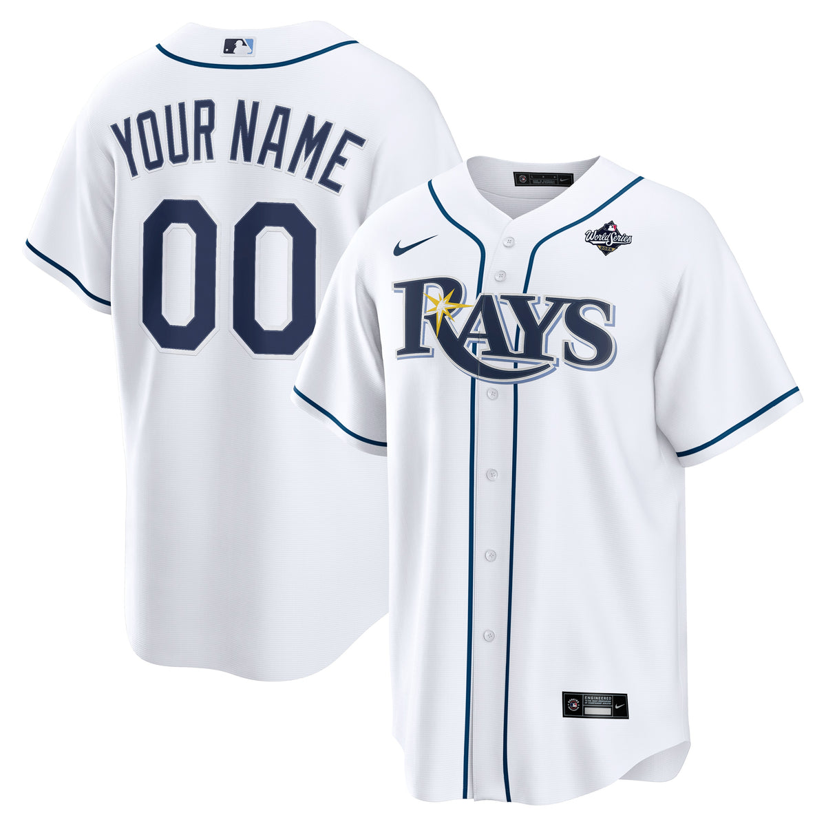 Men's Tampa Bay Rays  White 2026 World Series Home Custom Jersey