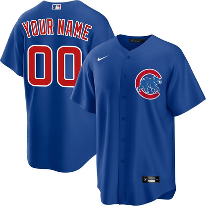 Men's Chicago Cubs White Home Replica Custom Jersey