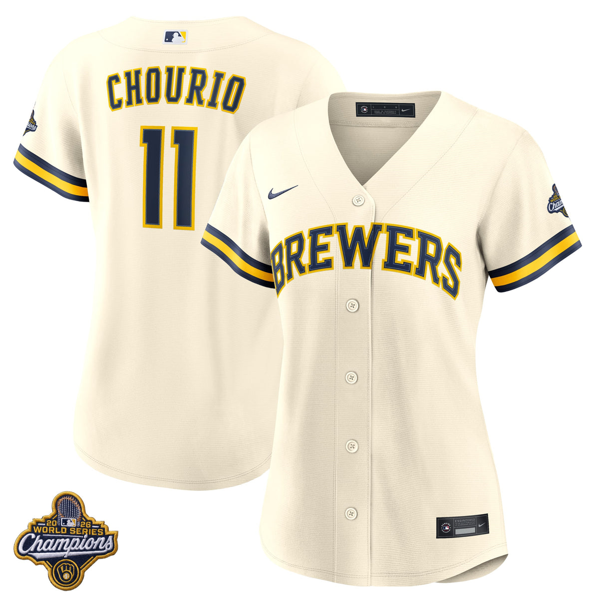 Women's Jackson Chourio Milwaukee Brewers 2026 World Series Champions Home Jersey