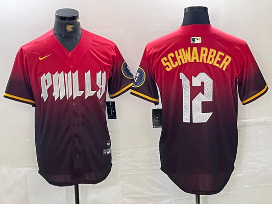 Men's Philadelphia Phillies Kyle Schwarber RED 2024 City Connect Player Jersey