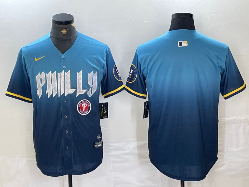 Men's CUSTOM Philadelphia Phillies  Blue 2024 City Connect Player Jersey