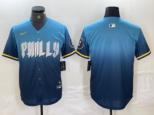 Men's CUSTOM Philadelphia Phillies  Blue 2024 City Connect Player Jersey