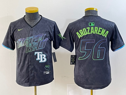 YOUTH Randy Arozarena Tampa Bay Rays Charcoal 2024 City Connect Player Jersey