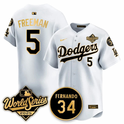 Men's Freddie Freeman Los Angeles Dodgers 2025 World Series Champions Black/Gold/White Jersey