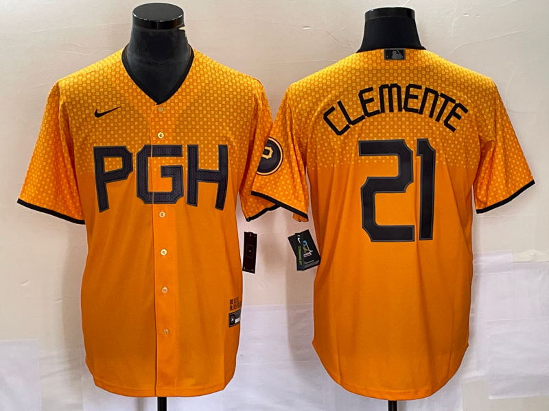 Men's Pittsburgh Pirates Roberto Clemente Gold 2023 City Connect Replica Player Jersey