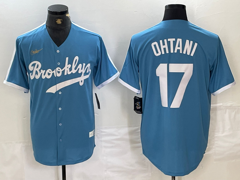 Men's Brooklyn Dodgers Shohei Ohtani Light Blue Cooperstown Collection Jersey