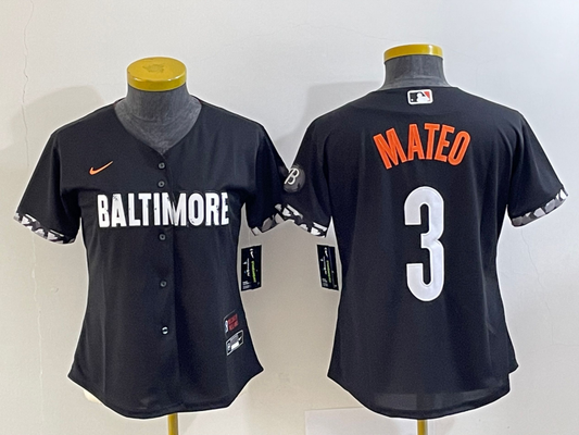 Women's Baltimore Orioles Jorge Mateo Black City Connect Player Jersey