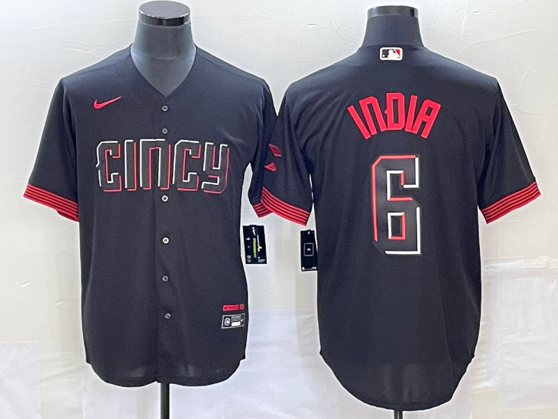 Men's Cincinnati Reds Jonathan India Black 2023 City Connect Replica Player Jersey