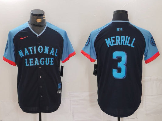 Men's National League Jackson Merrill Navy 2024 All-Star Game Player Jersey