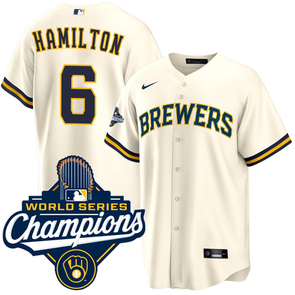Men's David Hamilton Milwaukee Brewers 2026 World Series Champions Home Jersey