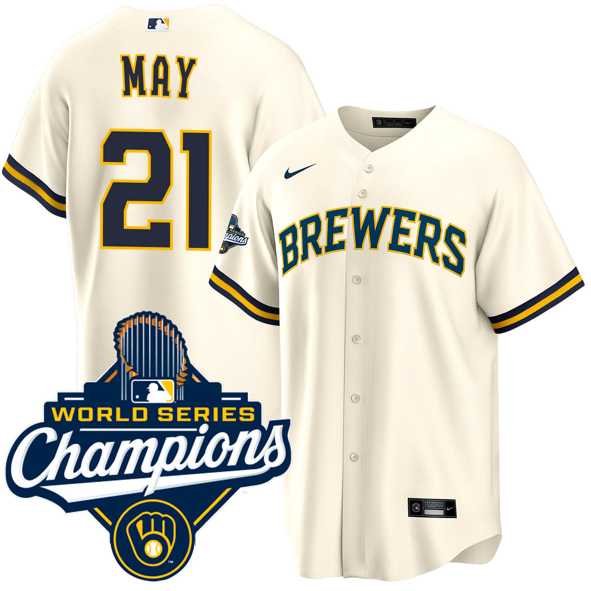Men's Dustin May Milwaukee Brewers 2026 World Series Champions Home Jersey