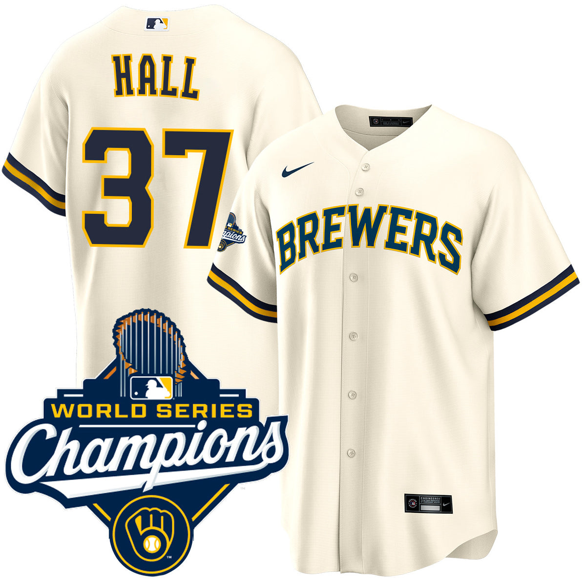 Men's DL Hall Milwaukee Brewers 2026 World Series Champions Home Jersey