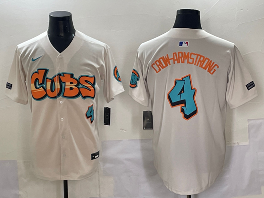 Men's Chicago Cubs Cubs Pete Crow-Armstrong Graffiti North Side Edition Cream Jersey