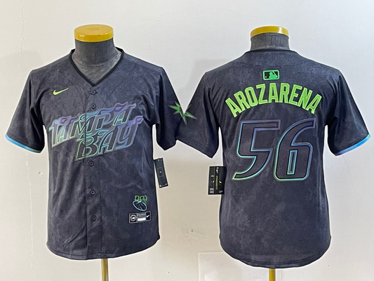 YOUTH Randy Arozarena Tampa Bay Rays Charcoal 2024 City Connect Player Jersey