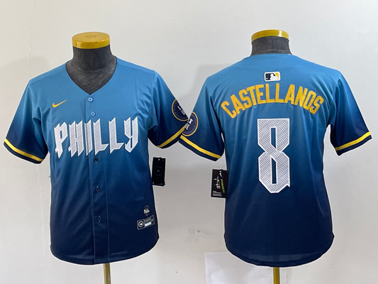 YOUTH Philadelphia Phillies Nick Castellanos Blue 2024 City Connect Player Jersey