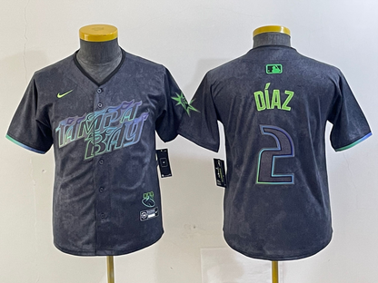 YOUTH YANDY DIAZ Tampa Bay Rays  Charcoal 2024 City Connect Player Jersey