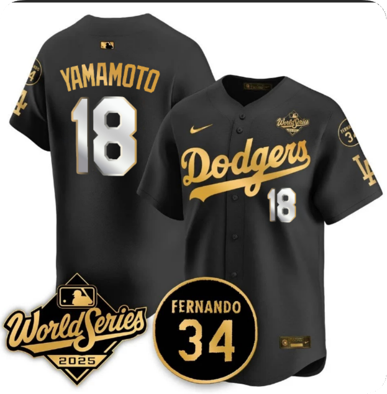 Men's Yoshinobu Yamamoto Los Angeles Dodgers 2025 World Series Champions Black/Gold/White Jersey