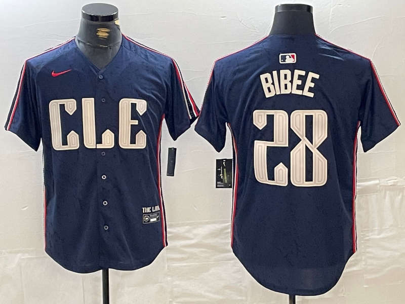 Men's Cleveland Guardians Tanner Bibee Navy 2024 City Connect Jersey