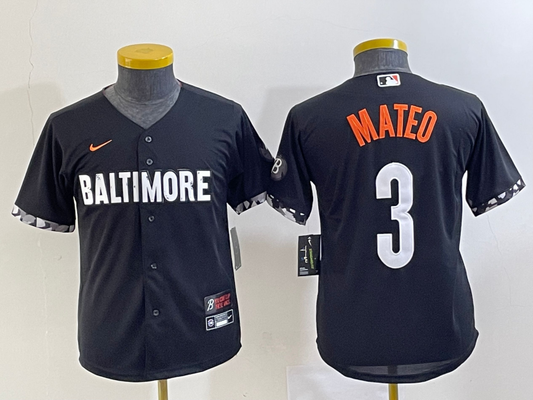 Youth Baltimore Orioles Jorge Mateo Black City Connect Player Jersey