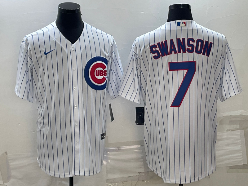 Men's Chicago Cubs Dansby Swanson White Replica Player Jersey