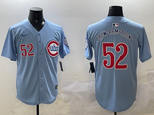 Men's Chicago Cubs Cubs Pete Crow-Armstrong Baby Blue 2nd Alternate Player Jersey