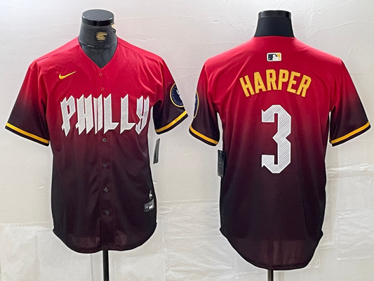 Men's Philadelphia Phillies Bryce Harper RED 2024 City Connect Player Jersey