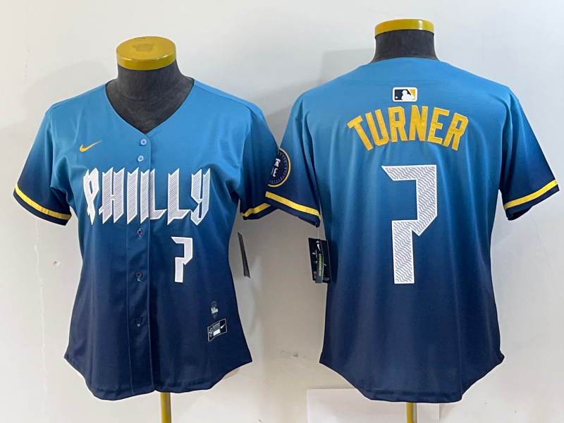 Women's Trea Turner Philadelphia Phillies  Blue 2024 City Connect Player Jersey