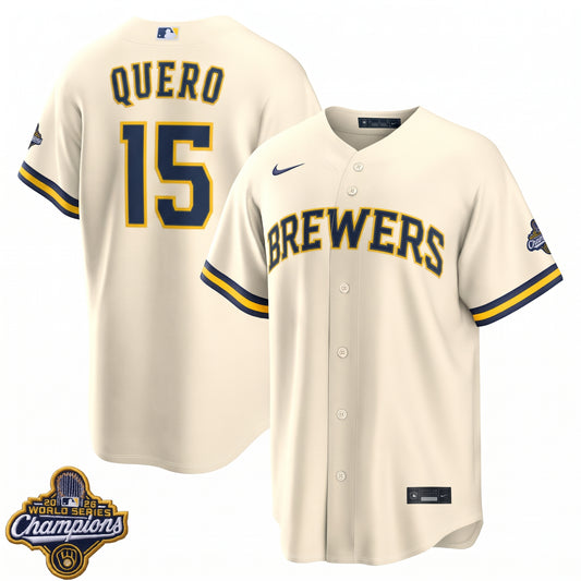 Men's Jeferson Quero Milwaukee Brewers 2026 World Series Champions Home Jersey