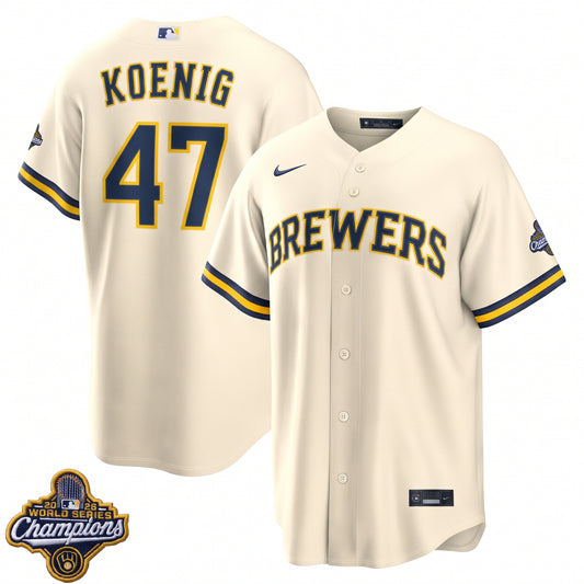 Men's Jared Koenig Milwaukee Brewers 2026 World Series Champions Home Jersey