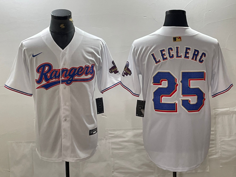 Men's Texas Rangers Jose Leclerc White 2024 Gold Collection Player Jersey