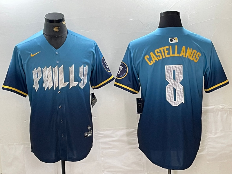 Men's Nick Castellanos Philadelphia Phillies  Blue 2024 City Connect Player Jersey