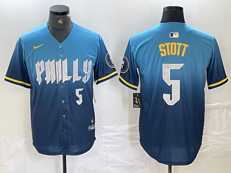 Men's Bryson Stott Philadelphia Phillies  Blue 2024 City Connect Player Jersey