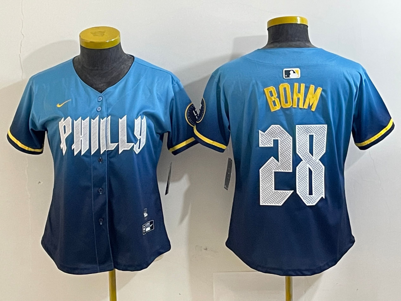 WOMEN Alec Bohm Philadelphia Phillies  Blue 2024 City Connect Player Jersey