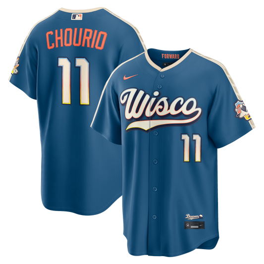 Men's Milwaukee Brewers Jackson Chourio Mineral Blue 2026 City Connect Stadium Jersey