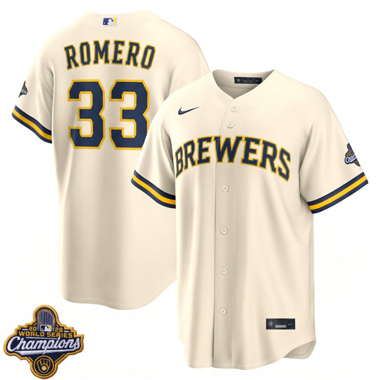 Men's JoJo Romero Milwaukee Brewers 2026 World Series Champions Home Jersey