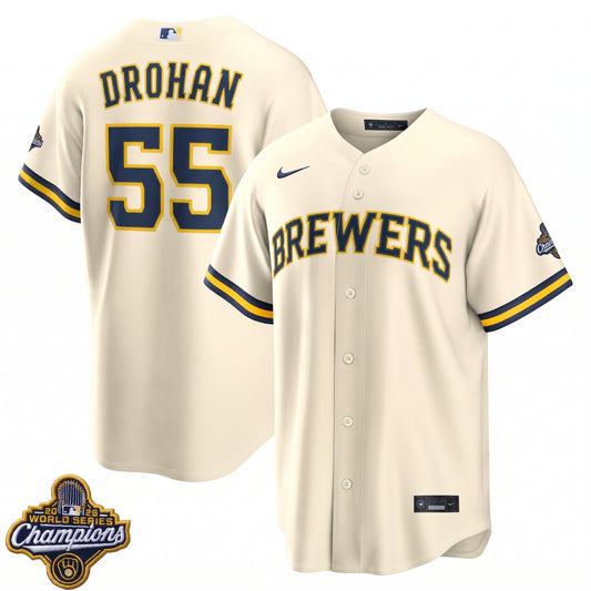 Men's Shane Drohan Milwaukee Brewers 2026 World Series Champions Home Jersey