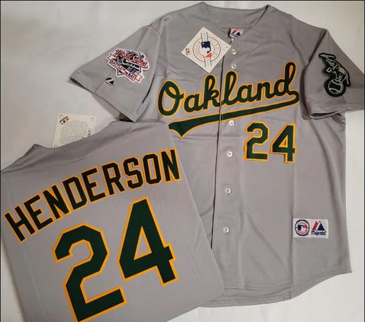 Men's Rickey Henderson Oakland Athletics Player Gray Jersey