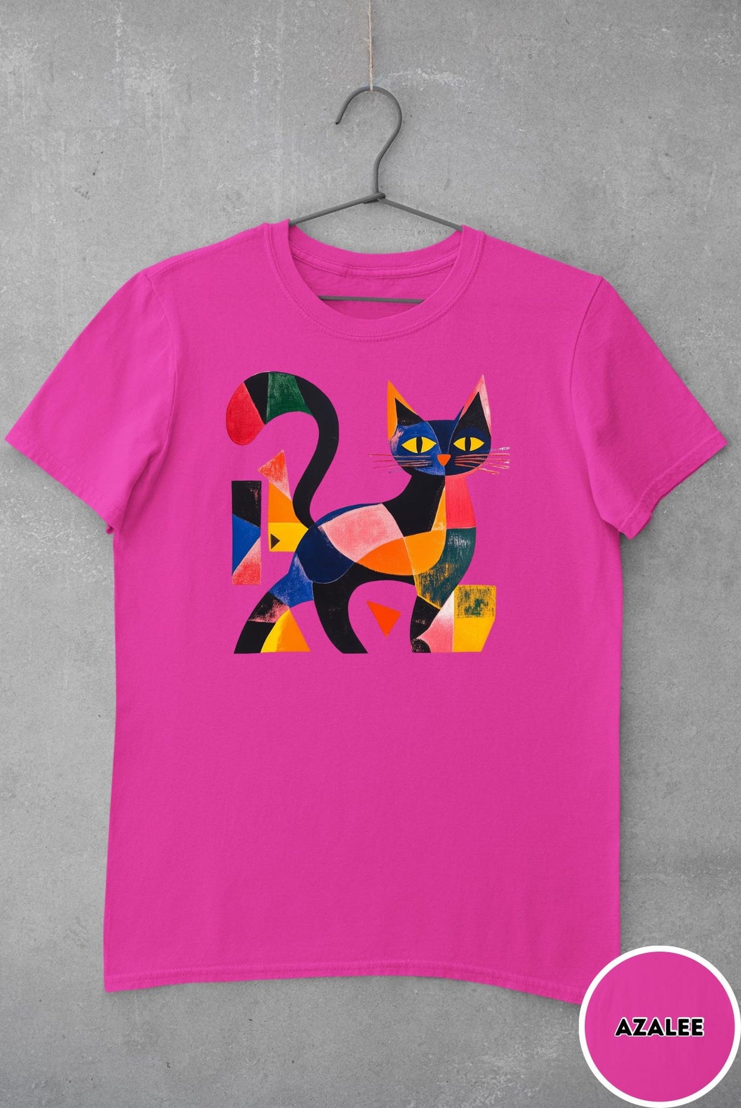 Bold Abstract Cat Shirt: Colorful Geometric Design for Cat Lovers