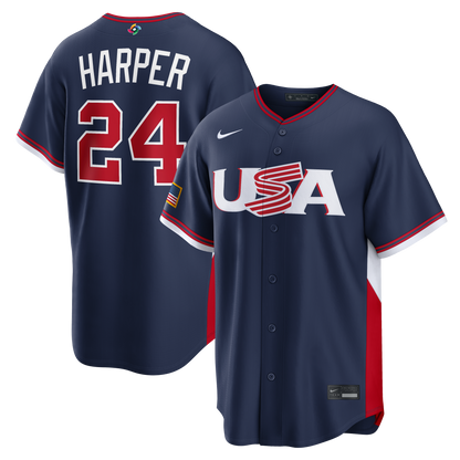 Men's Bryce Harper White USA 2026 Baseball World Baseball Classic  Jersey