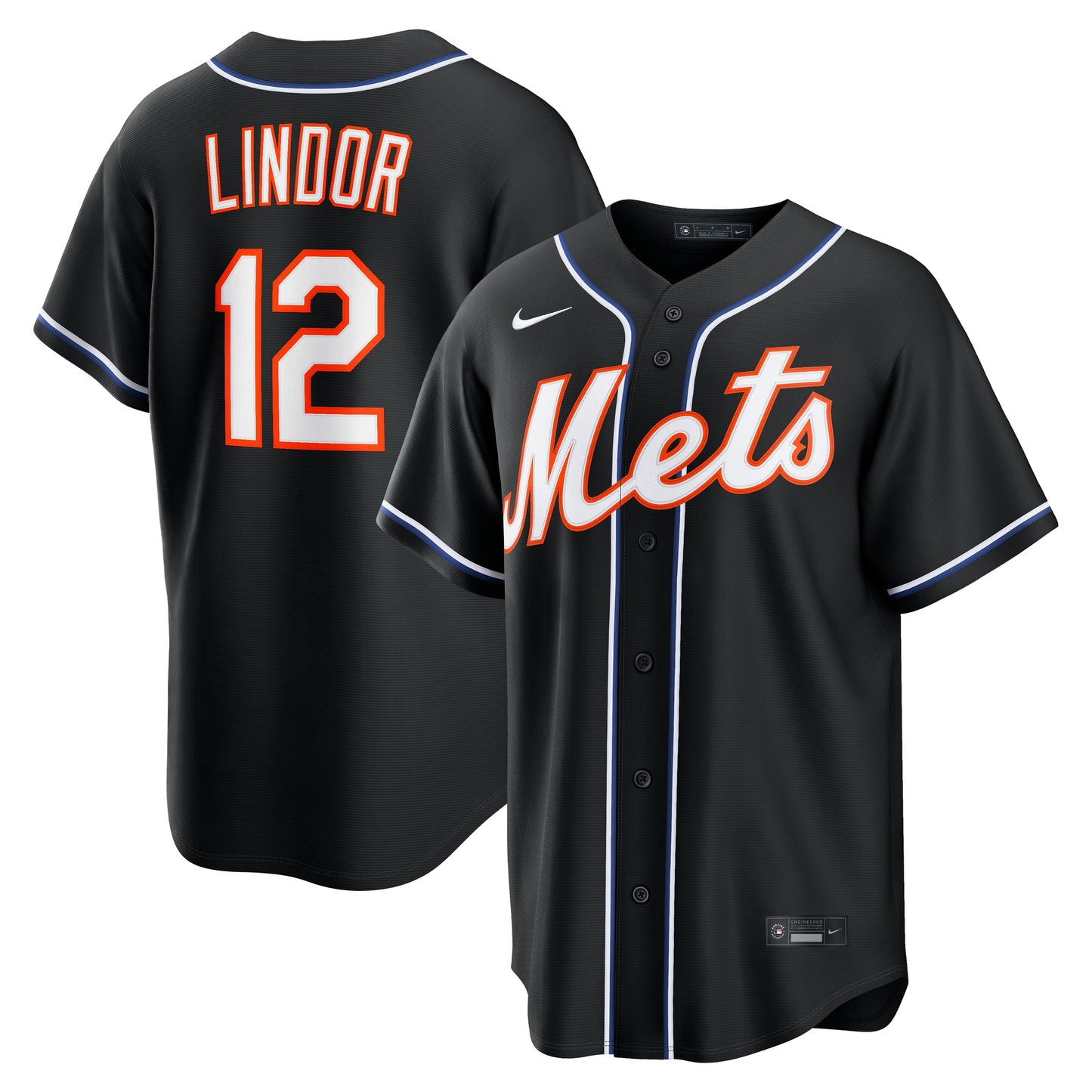 Men's New York Mets Francisco Lindor Fashion Black Out Jersey
