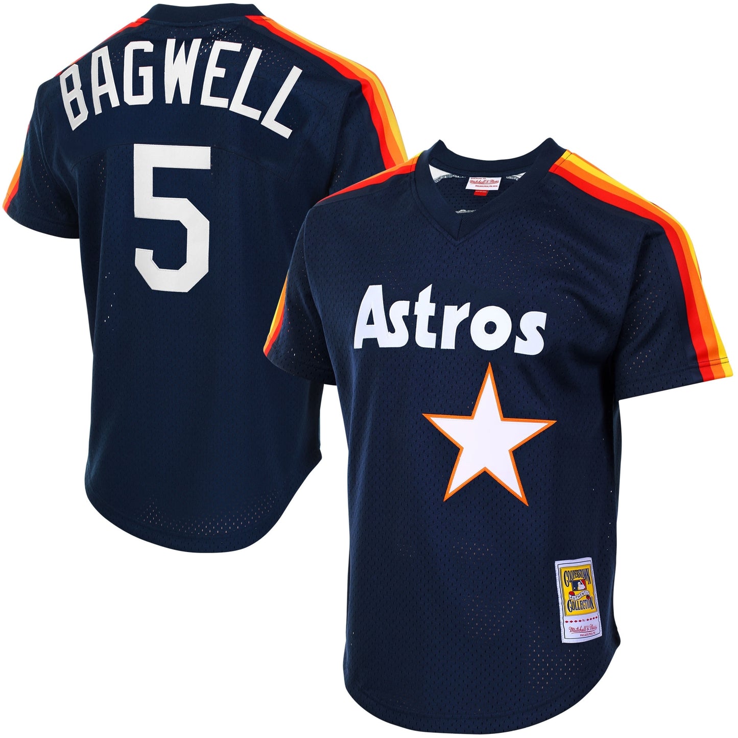 Men's Houston Astros Jeff Bagwell Mitche&Ness Navy Cooperstown Mesh Batting Practice Jersey