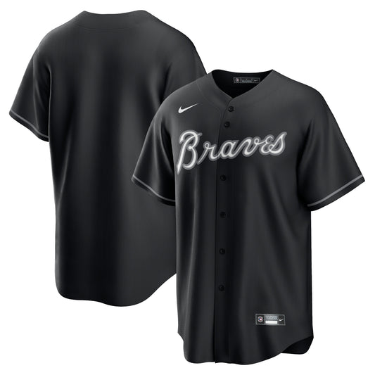 Men's Atlanta Braves Black Lights Out Replica Jersey