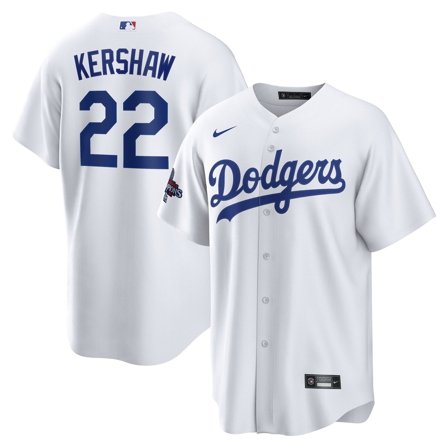 Men's Los Angeles Dodgers Clayton Kershaw White 2024 World Series Champions Home Player Jersey