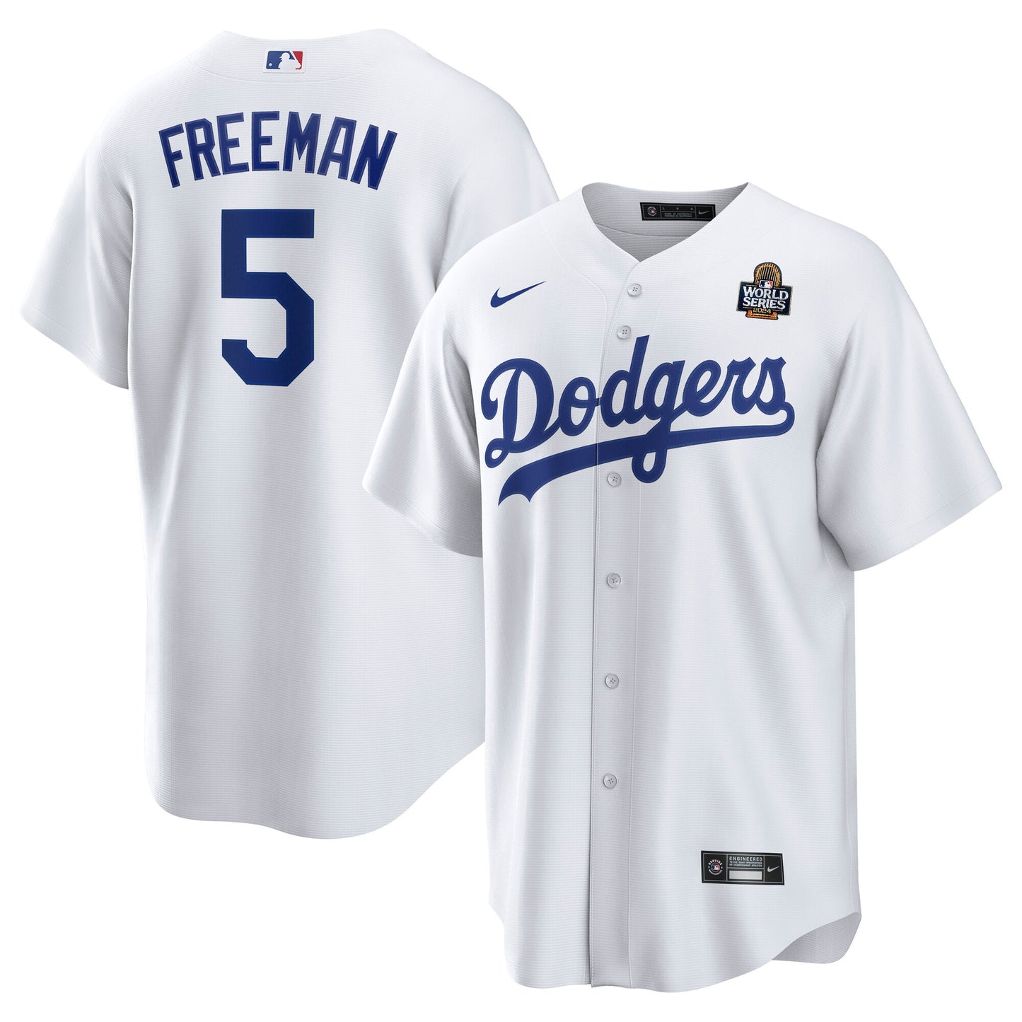 Men's Los Angeles Dodgers Freddie Freeman  White 2024 World Series Home  Player Jersey