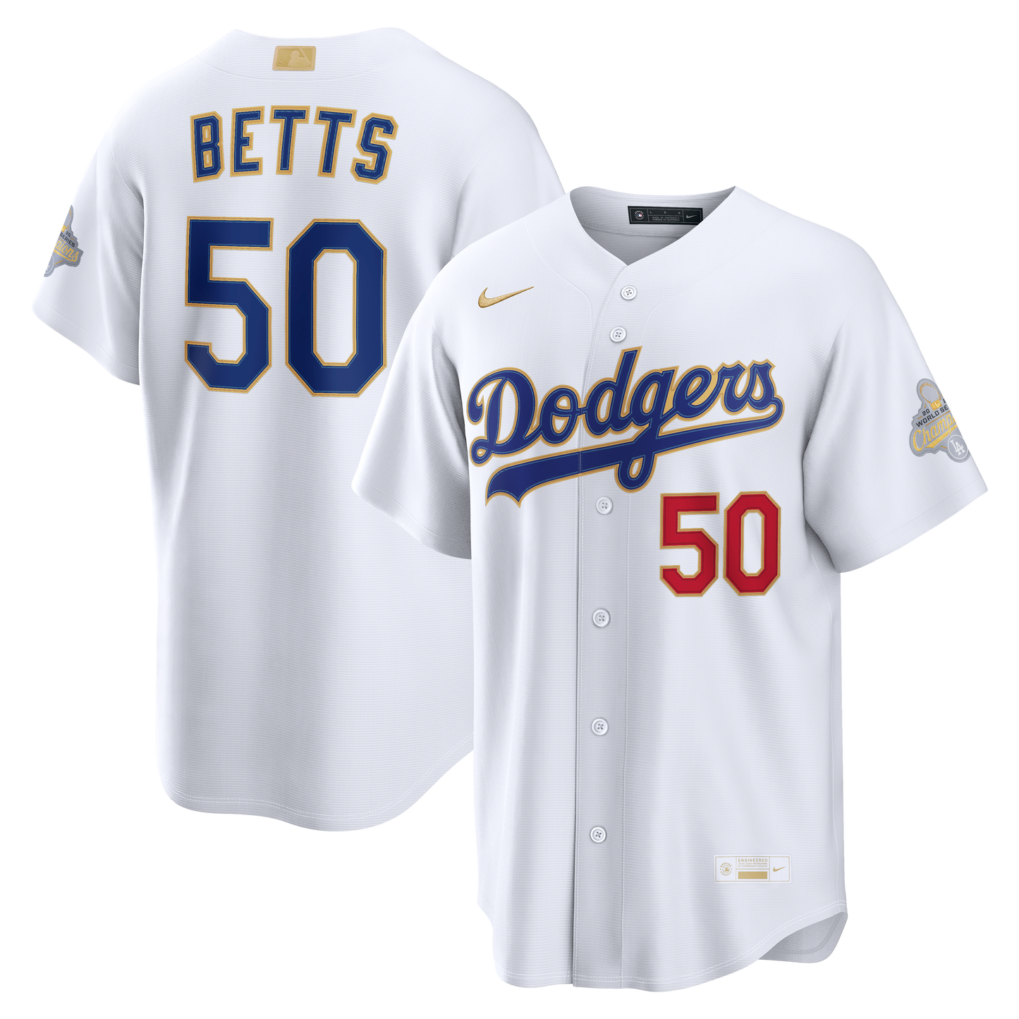 Men's Los Angeles Dodgers Mookie Betts White 2026 Gold Collection Stadium Jersey