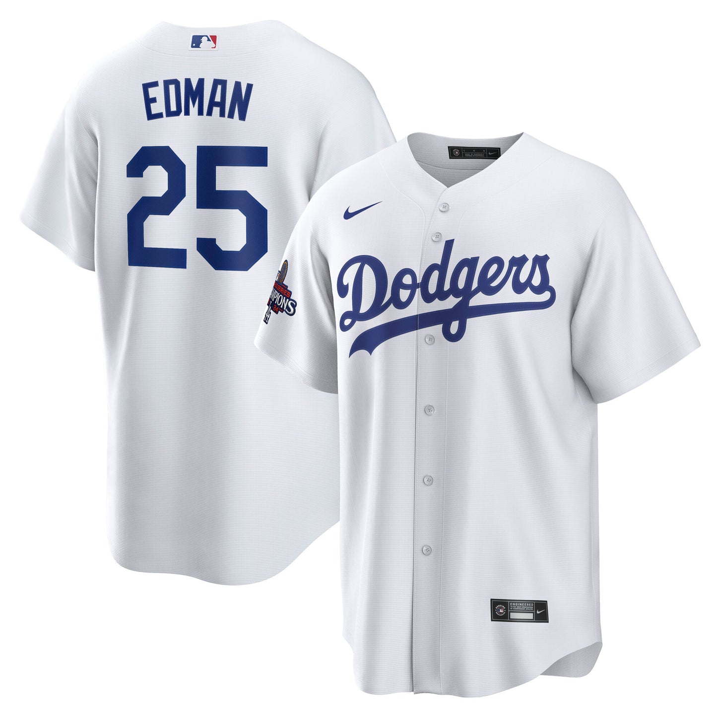 Men's Los Angeles Dodgers Tommy Edman White 2024 World Series Champions Home Player Jersey