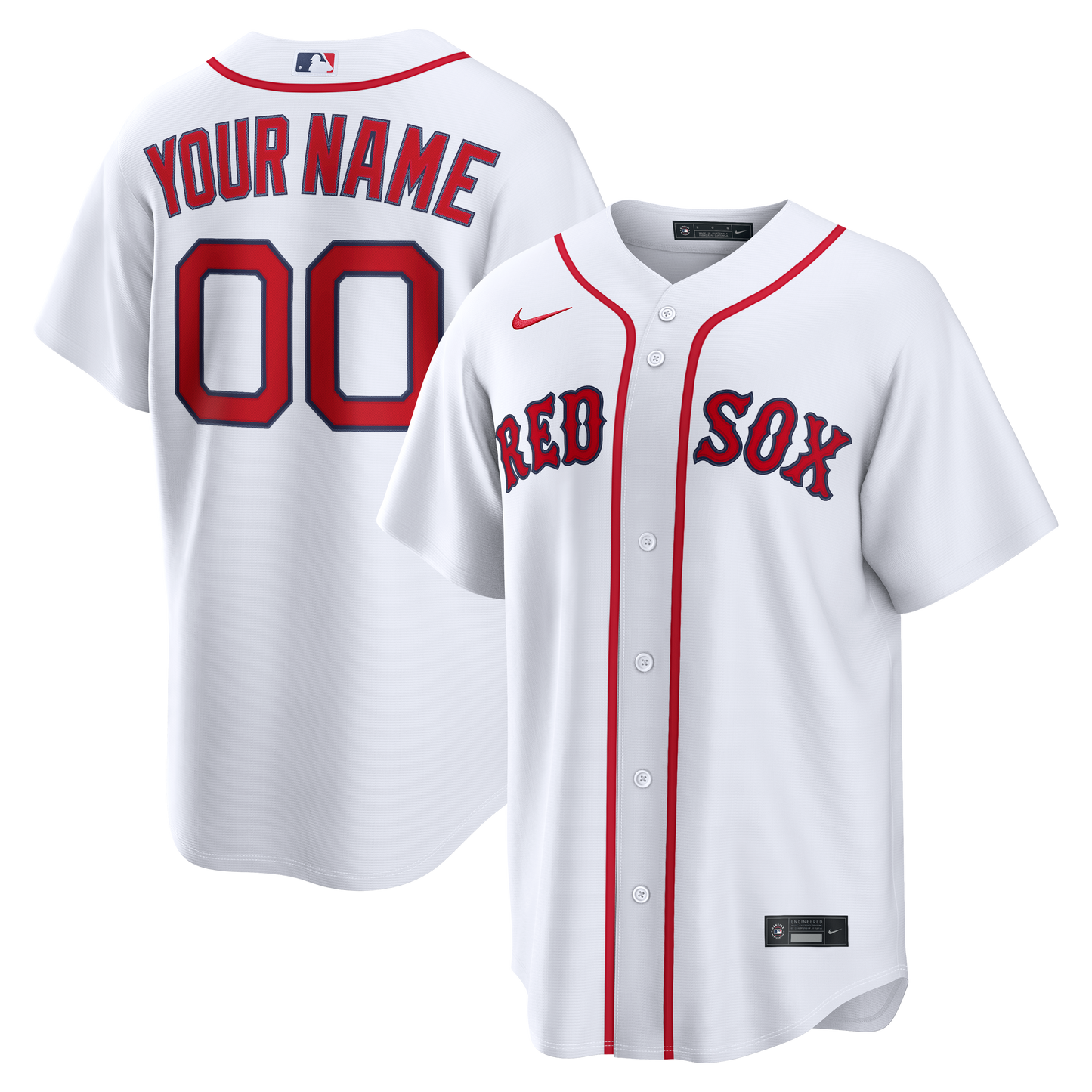 Men's Boston Red Sox White Home Replica Custom Jersey