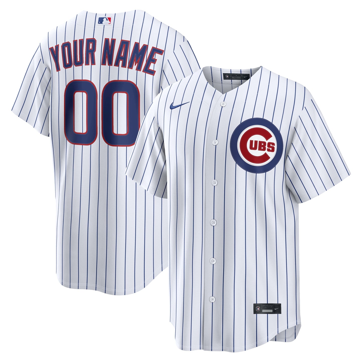 Men's Chicago Cubs White Home Replica Custom Jersey
