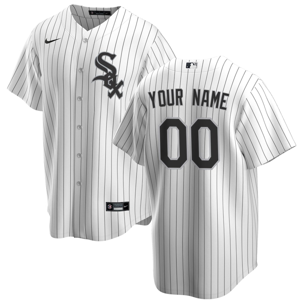 Men's Chicago White Sox White Home Replica Custom Jersey