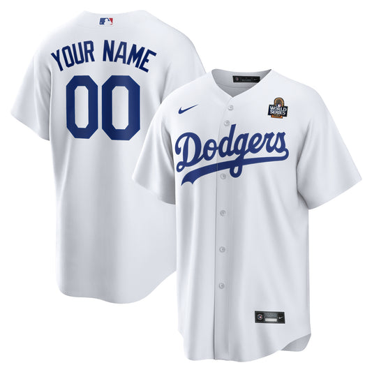 Men's Los Angeles Dodgers  White 2024 World Series Home Custom  Jersey